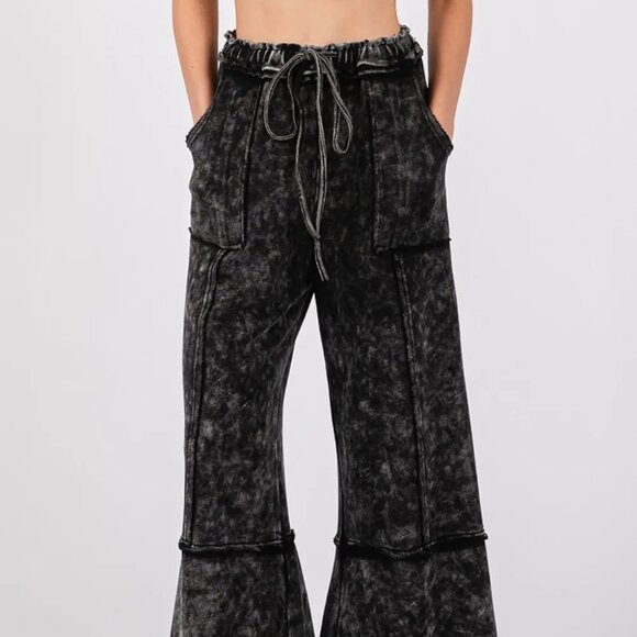 SAGE + FIG Mineral Washed Terry Wide Leg Pants - Picture 7 of 8